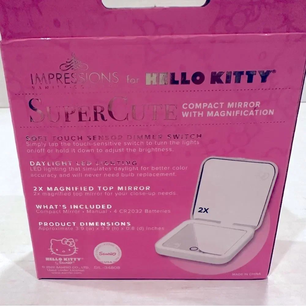 Hello Kitty SuperCute Compact Mirror Women's 2X Magnification By Impressions NEW